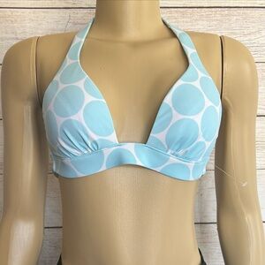 Victorias Secret Polka Dot  Blue & White Halter Bikini Top Size S